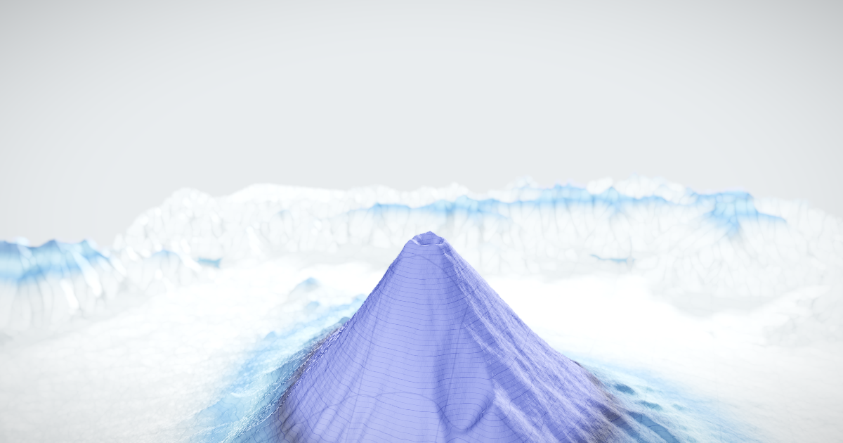 Une carte ShibuMap : bloc de relief 3D aux couleurs topographiques, posé sur un fond papier